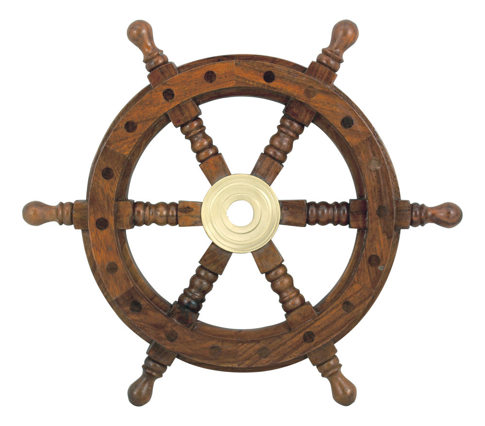 Kormánykerék, fa/sárgaréz, Ø: 30cm