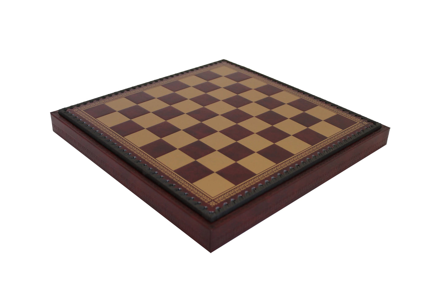 Arany/bordó műbőr sakktábla bábutartó rekesszel