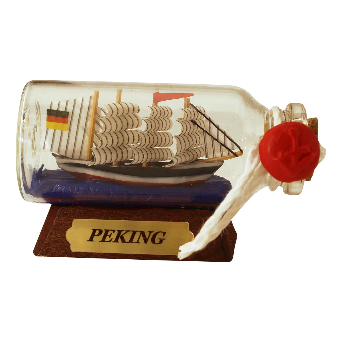 Üvegpalack-hajó - Peking, mini, h: 6cm, m: 3,5cm, ø: 2,5cm
