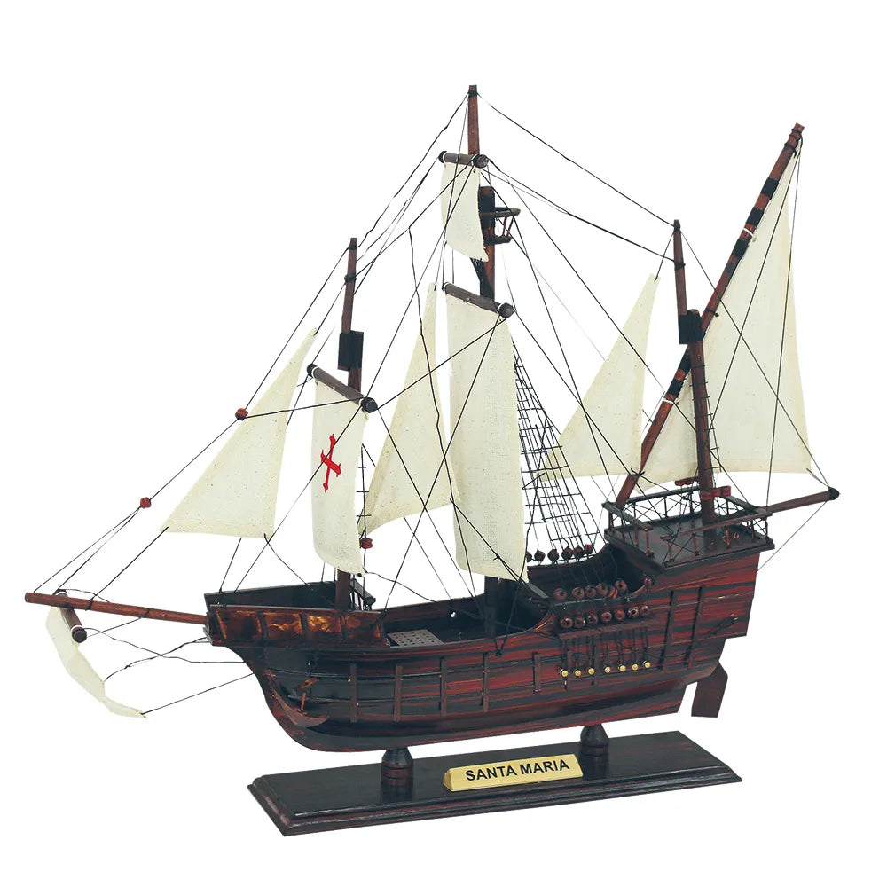 Karavella - santa maria, fa, vászonvitorlákkal, h: 45cm, sz: 38cm
