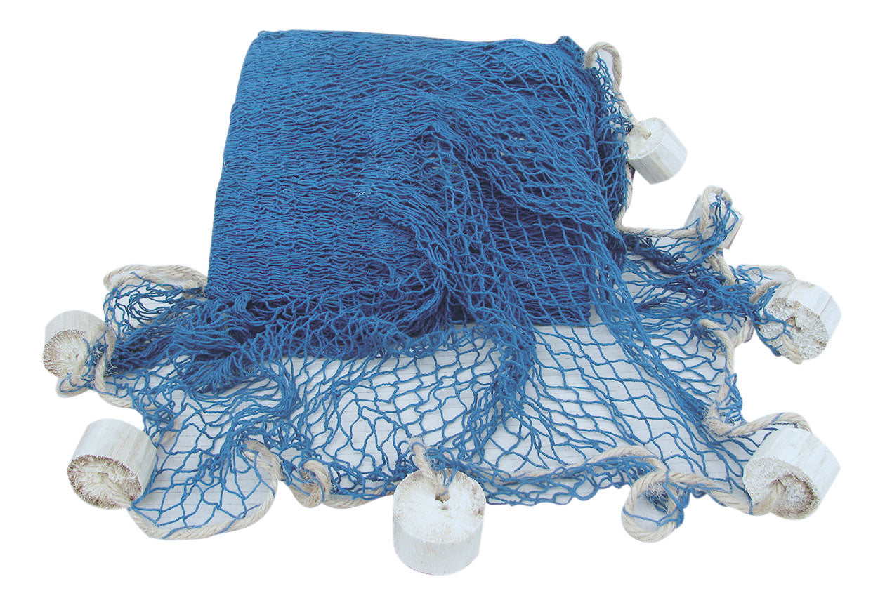Dekoratív halászháló, kék színű, úszókkal, 250x250cm