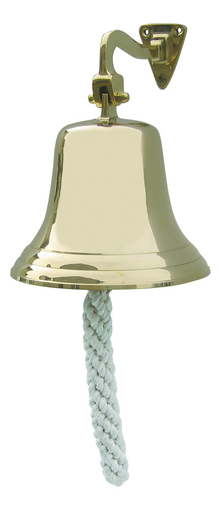 Hajóharang, sárgaréz, akasztóval és kötéllel, átmérő: 19,5 cm, könnyű súlyú