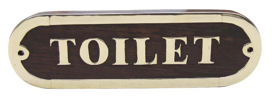 Ajtónévtábla - Toilet fa/réz, 16,5x5cm