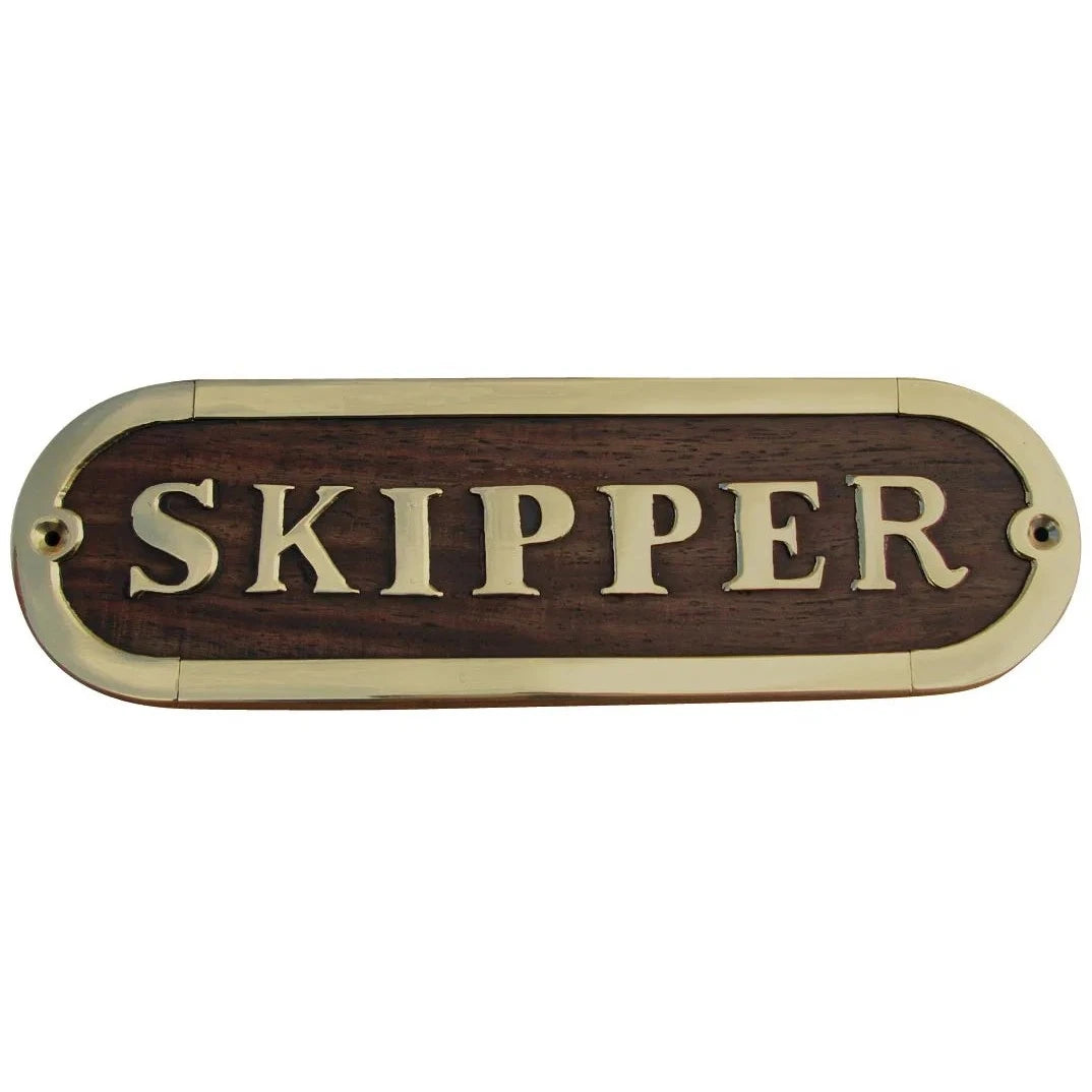 Ajtónévtábla - Skipper, fa/réz, 17x5cm