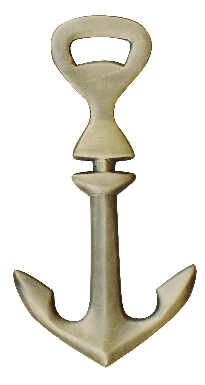 Üvegnyitó - horgony, antik sárgaréz, 14cm