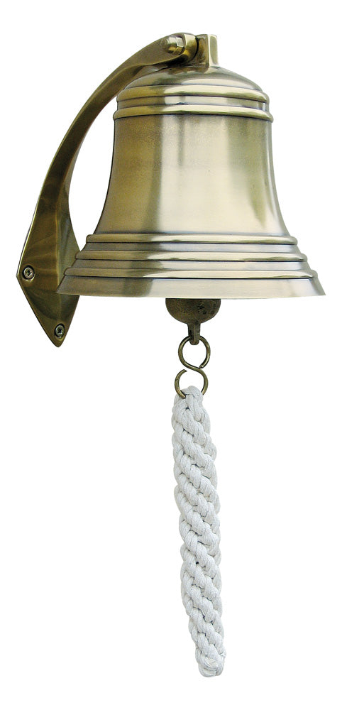 Hajóharang, antik sárgaréz, akasztóval és kötéllel, 1,5 kg, Ø: 15 cm