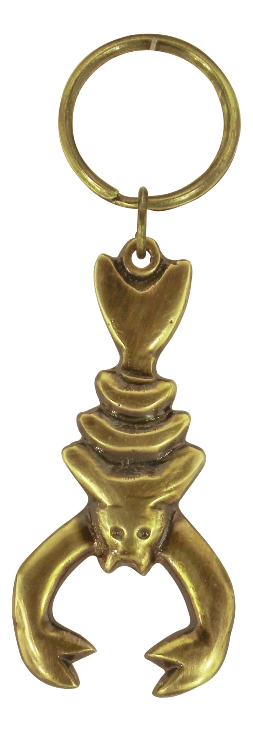 Kulcstartó - homár, sörnyitó, antik sárgaréz, H: 7/10,5cm