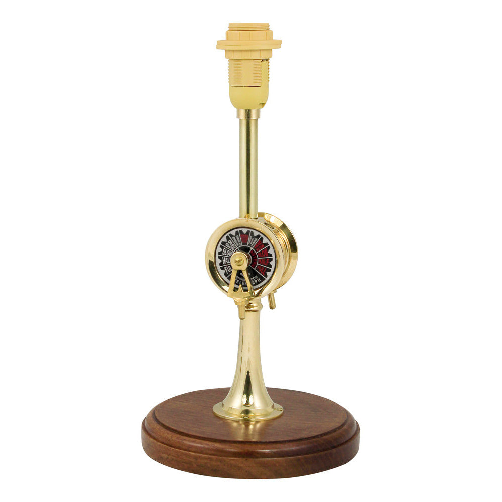 Lámpa - távíró, réz/fa, elektromos 230V, E14, m: 28,5cm, ø: 15cm
