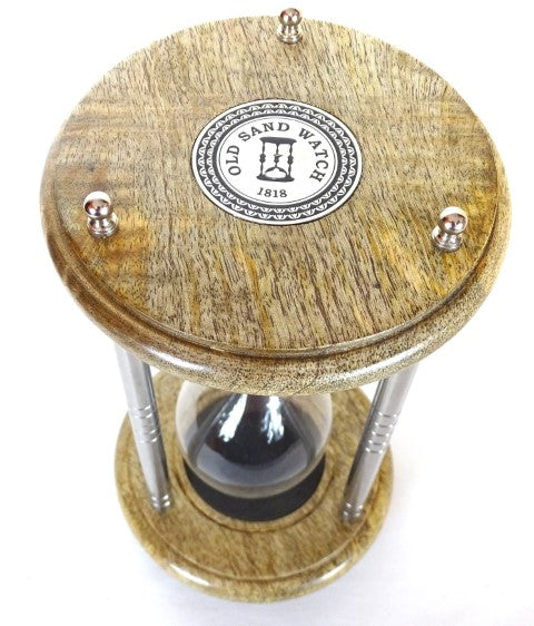 Sárgaréz és fa homokóra, 10 perc