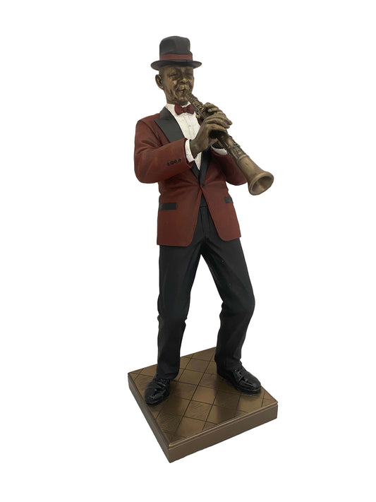 Klarinétos jazz zenész bronz bevonatú szobor