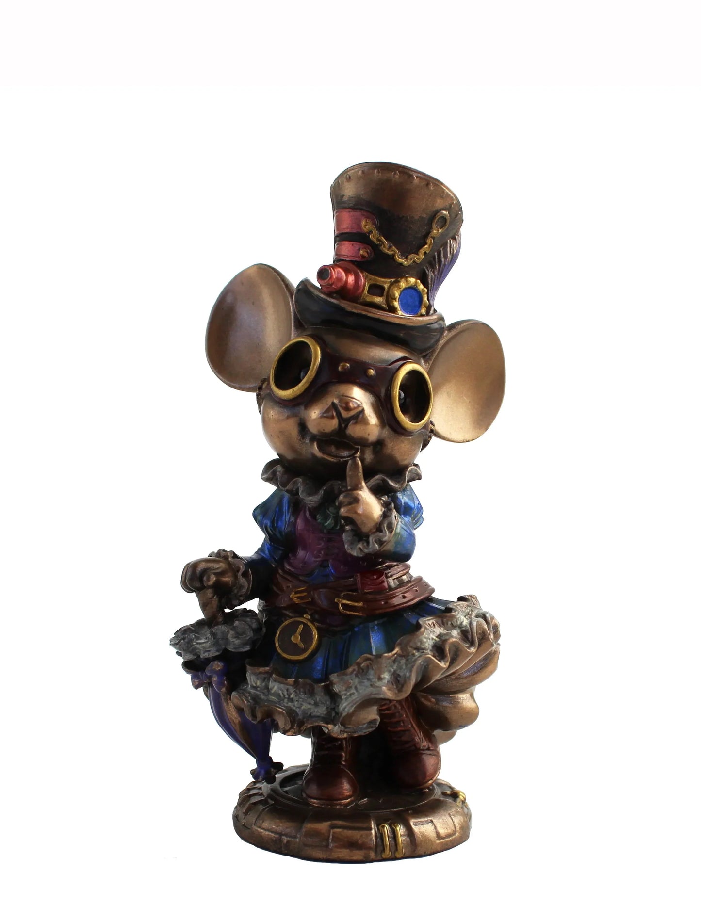 Steampunk kis nőstény egér bronz bevonatú szobor