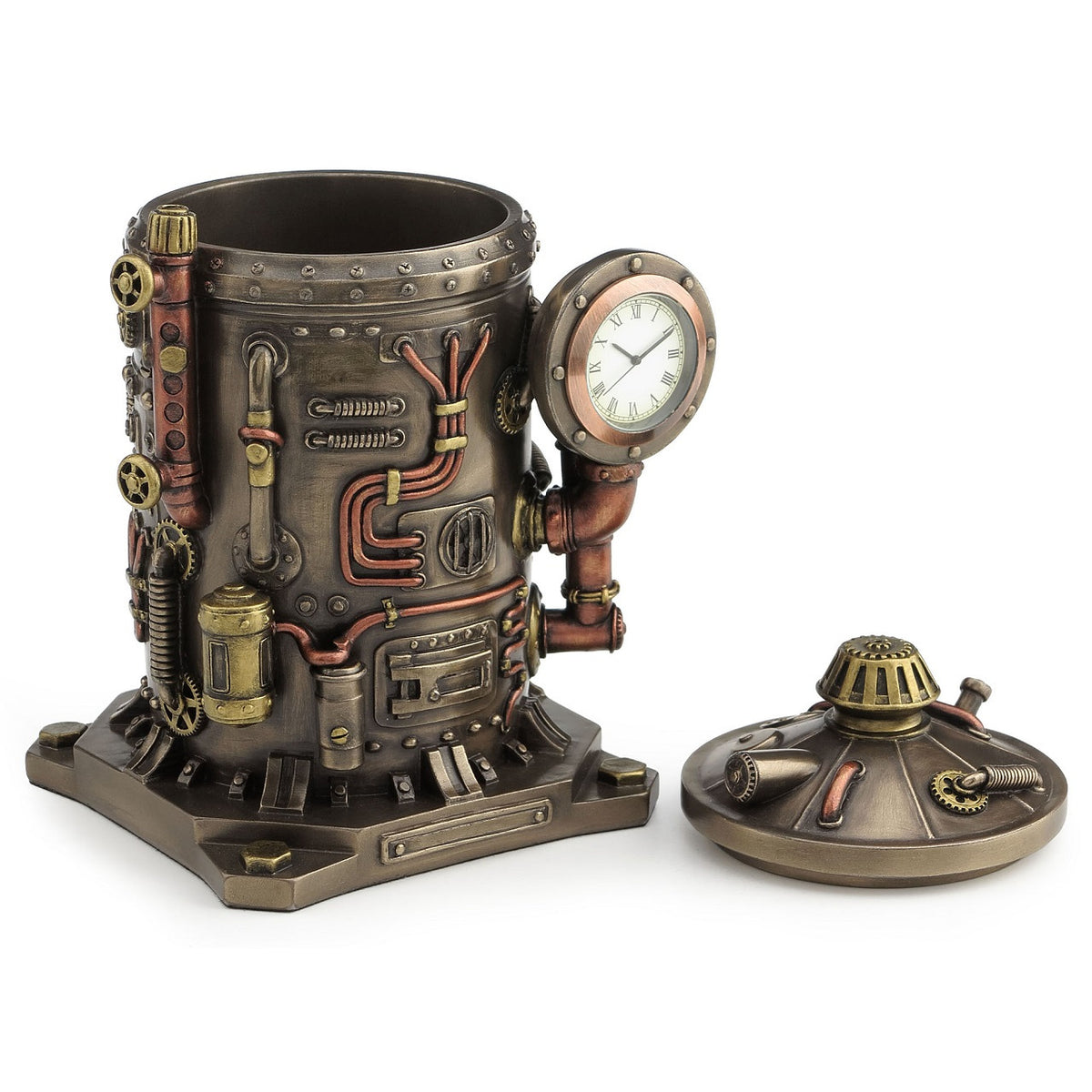 Steampunk fedeles tároló óra részlet