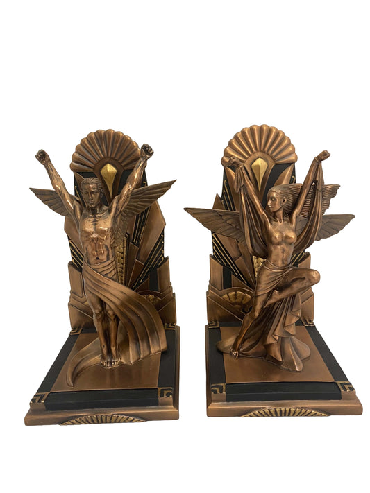 Art deco bronz bevonatú könyvtámasz