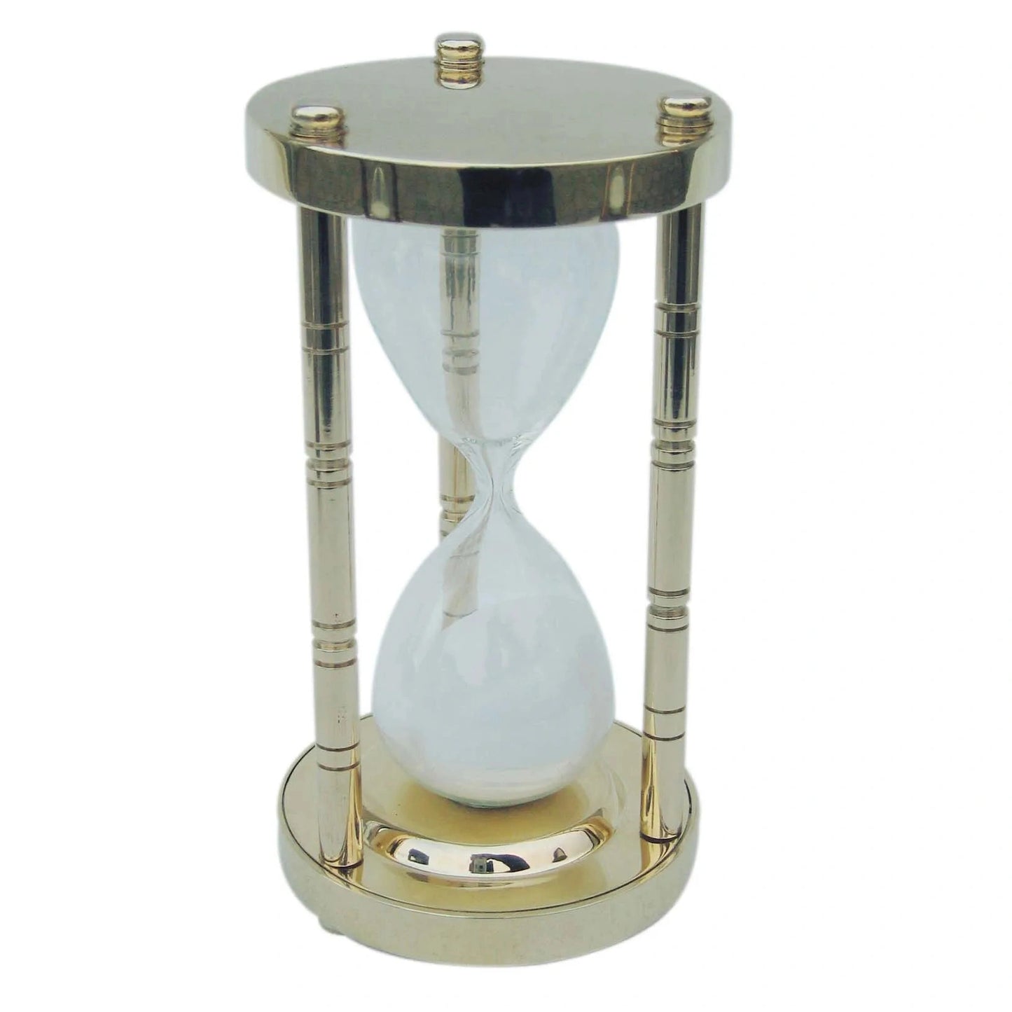 Homokóra, 3 oszlop, réz, kb. 5 perc, magasság: 14,5 cm, átmérő: 7,5 cm