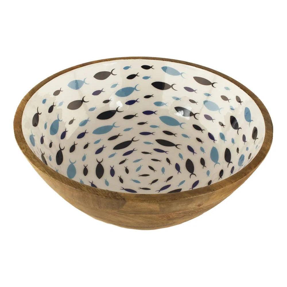 Tál - Hal örvény, mangófa zománccal, Ø: 35cm, m: 12,5cm