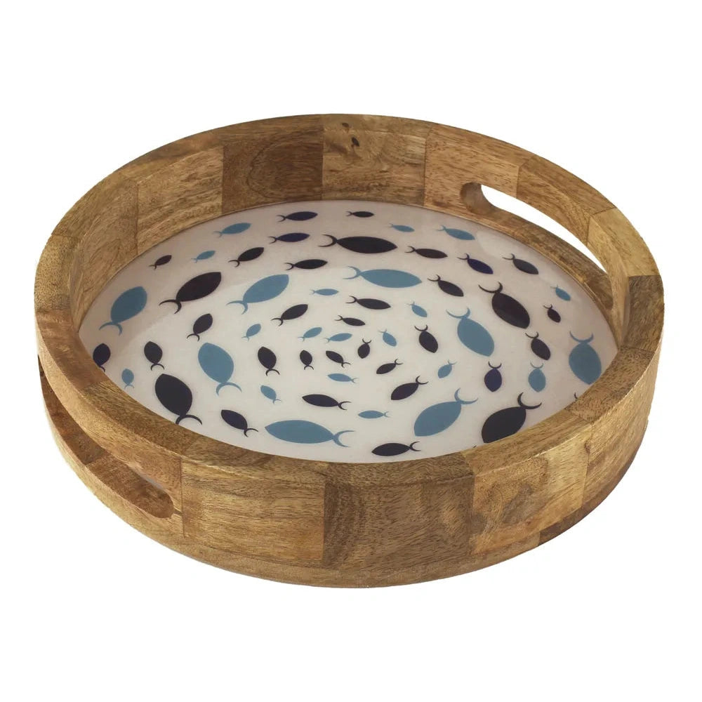 Tálca - Hal örvény, Mangófa zománccal, Átmérő: 27,5 cm, M: 5,5 cm
