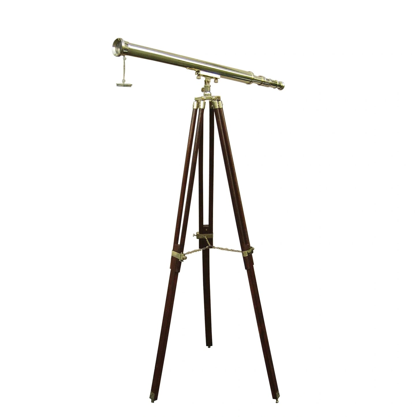 Távcső állványon, sárgaréz/fa, h: 100cm, m: 160cm