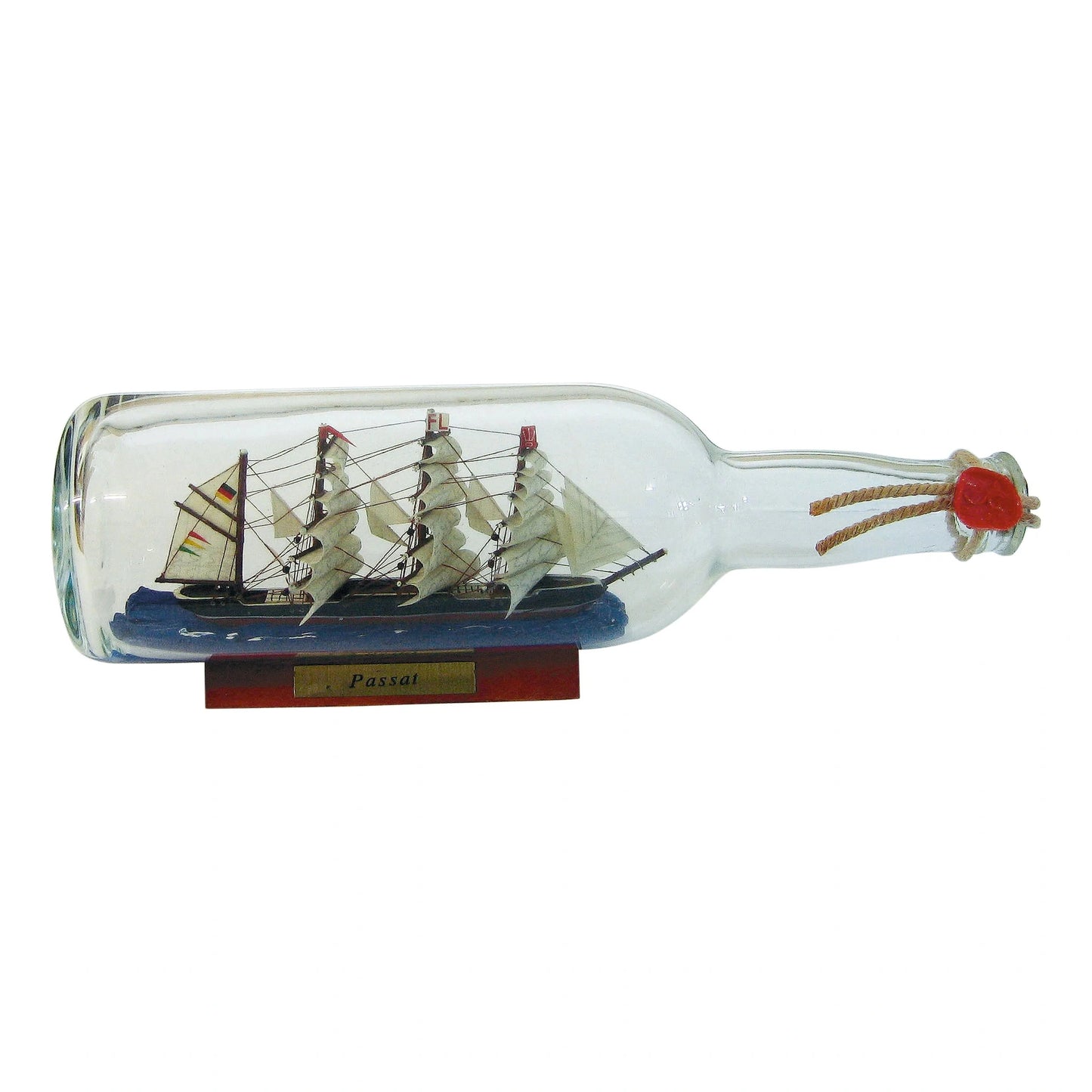Üvegbe zárt hajó - passat, 0,7l., H: 29cm, sz: 9,5cm, ø: 8cm