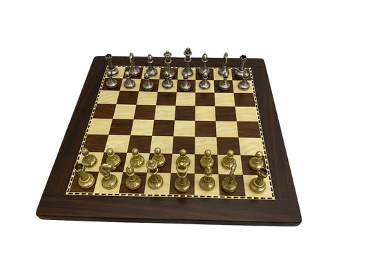 Italfama olasz fa sakk fém bábukkal