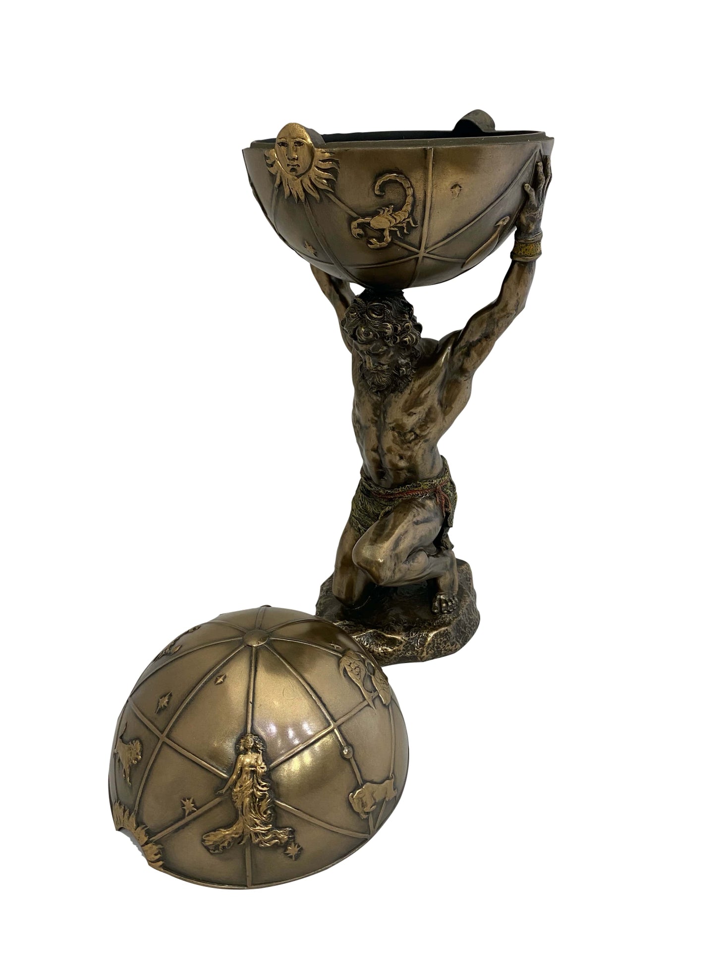 Atlasz bronz bevonatú szobor titkos rekesszel