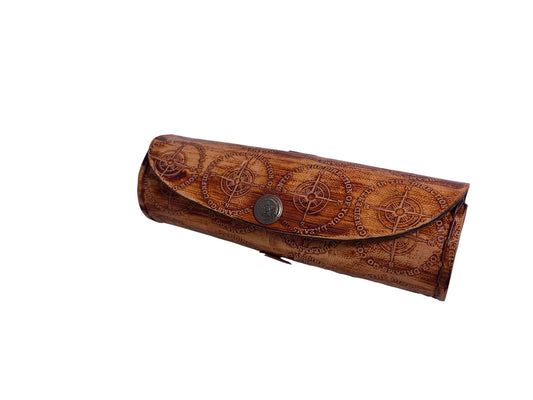 Bőr bevonatú réz távcső bőr tokban