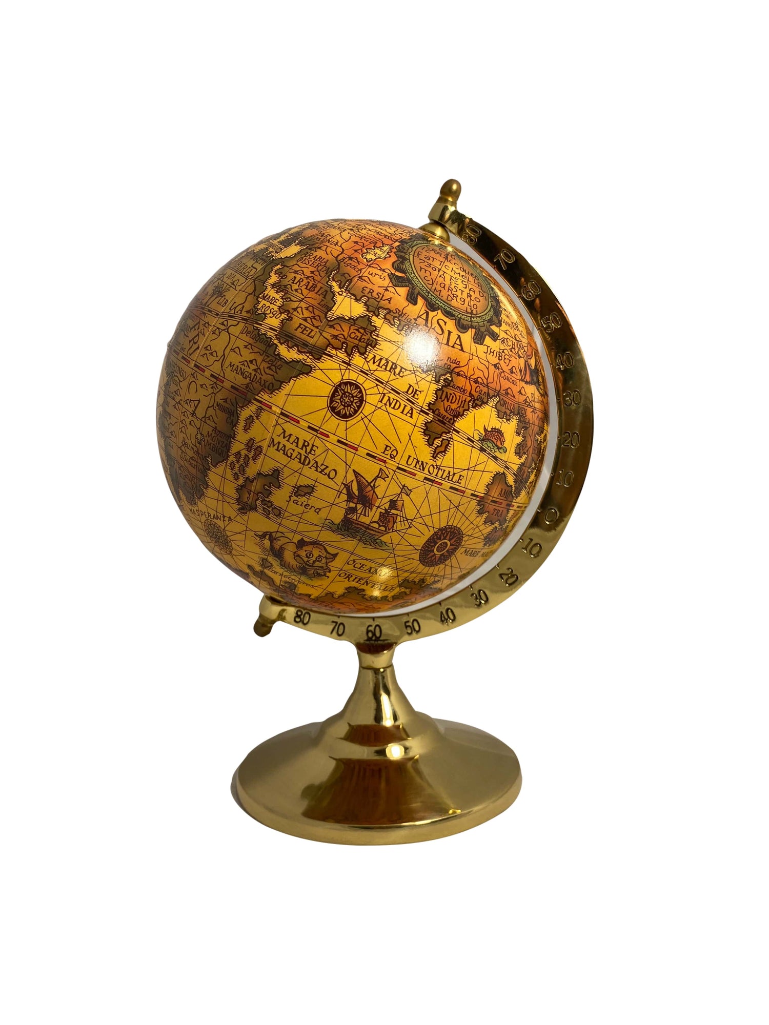 Földgömb réz talpon nagy
