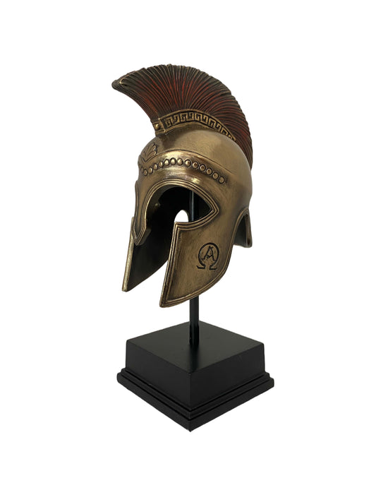 Görög hoplita sisak bronz bevonatú szobor