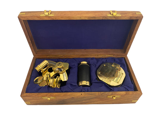 Réz tengerész szett fa díszdobozban