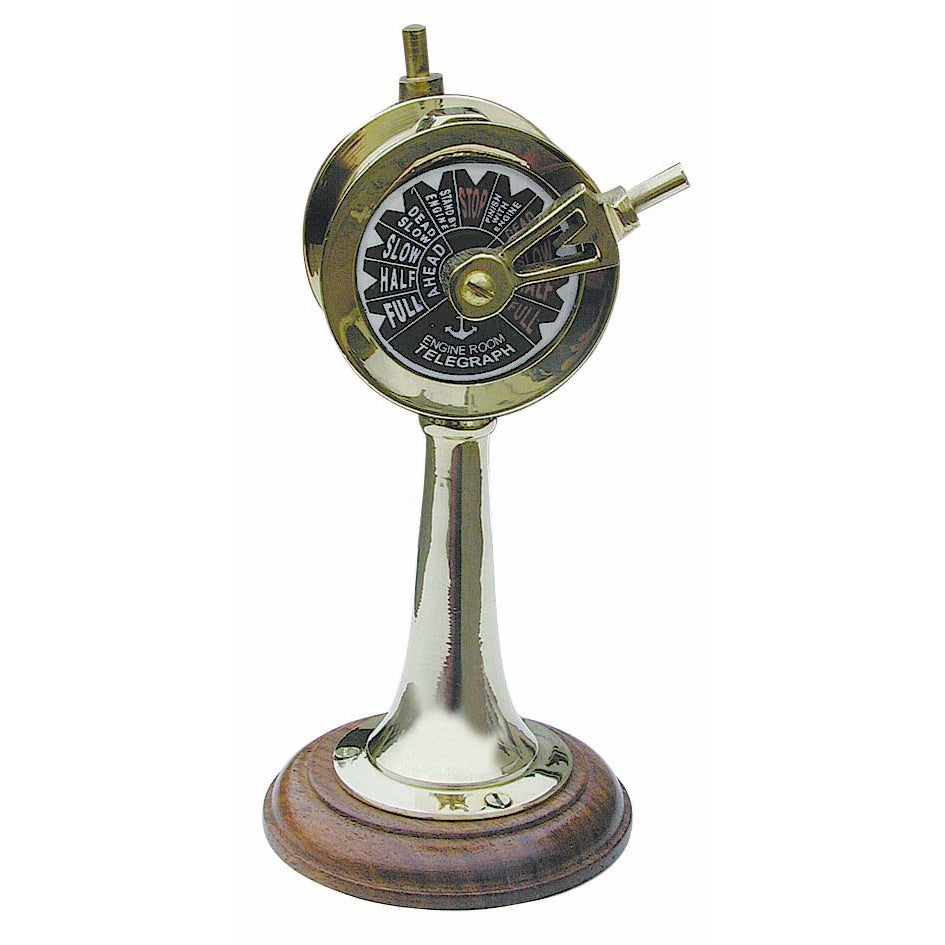 Géptávíró, réz, fa talpon, M: 16,5cm
