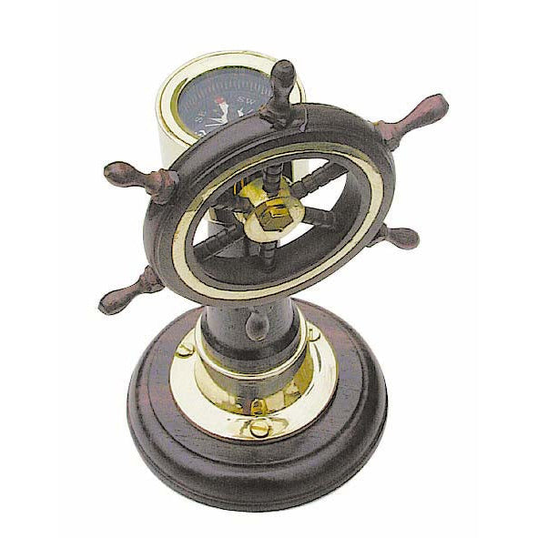 Kormányállvány, fa/réz fa alapon, magasság: 15 cm