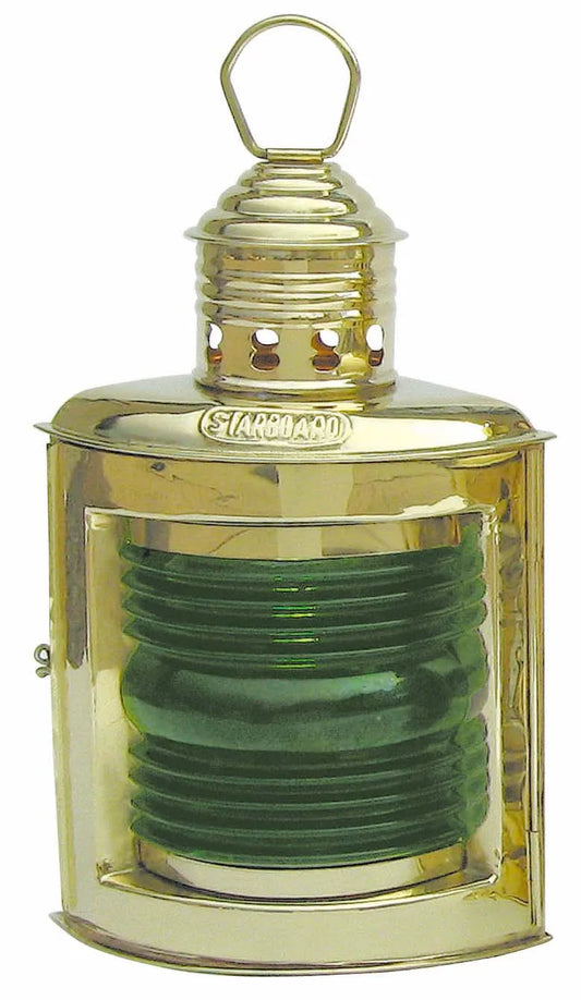 Starboard lámpa, réz, petróleumégővel, h: 23 cm