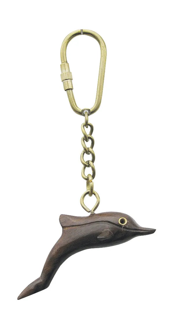 Kulcstartó - delfin, fa/réz