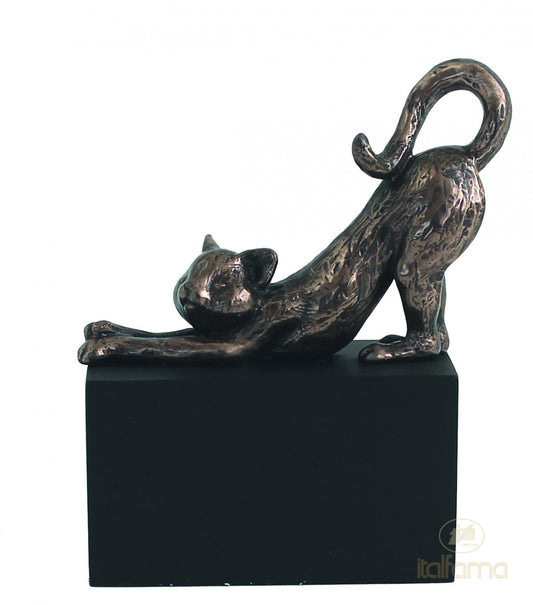 Bronzírozott műgyanta szobor – Macska, M: 11 cm