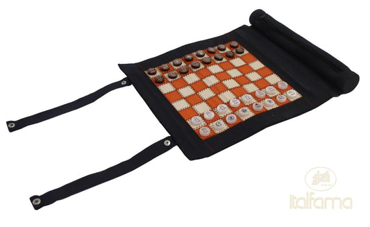 Feltekerhető többjátékos készlet (sakk-, dáma- és backgammon készlet)