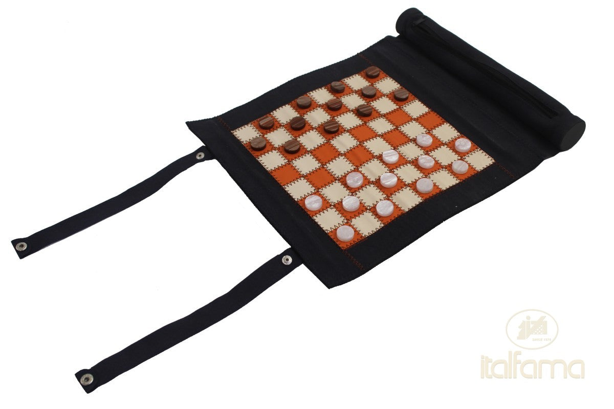 Feltekerhető többjátékos készlet (sakk-, dáma- és backgammon készlet)