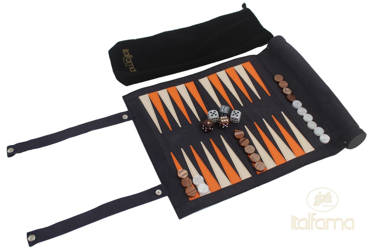 Feltekerhető többjátékos készlet (sakk-, dáma- és backgammon készlet)