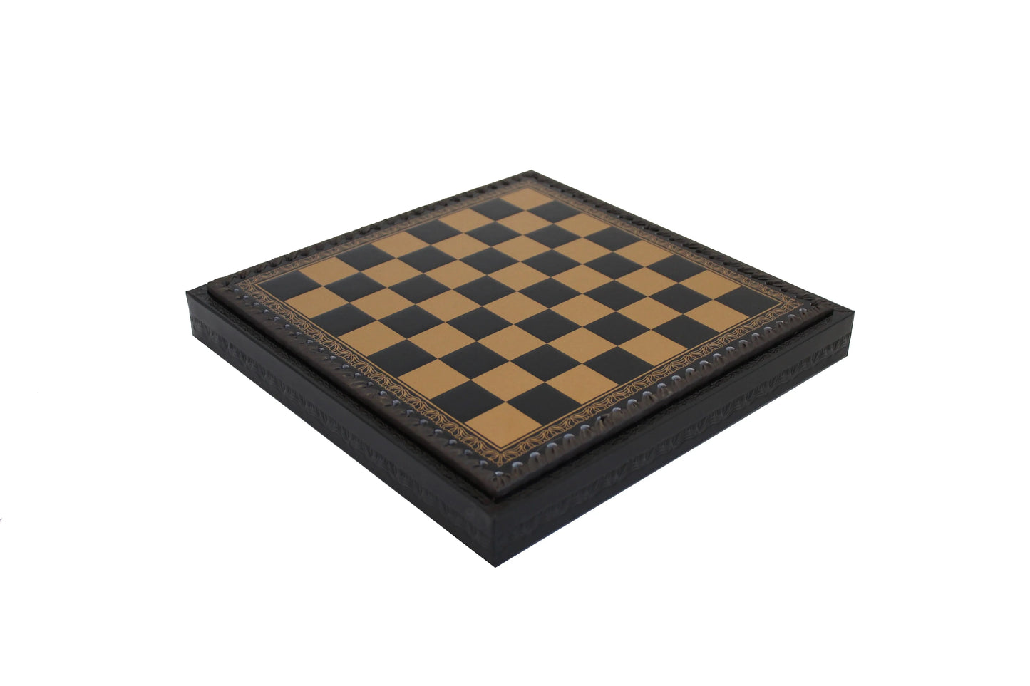 Arany/fekete műbőr sakktábla bábutartó rekesszel