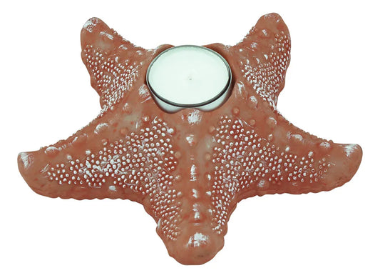 Mécsestartó - Tengeri csillag, polikő, korall, m: 6cm, 17x17cm