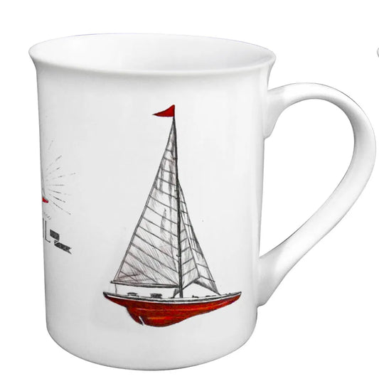 Bögre - yacht, porcelán, m: 10 cm, á: 7,8/6,7 cm, díszdobozban