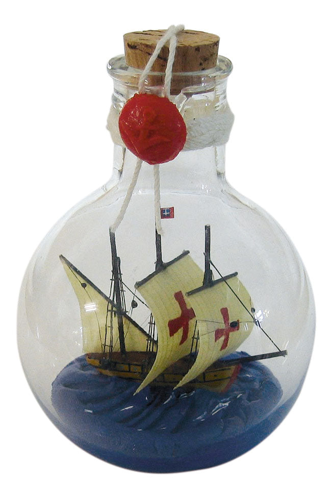 Üveghajó - Santa Maria, kerek, álló, M: 11cm, Ø: 7,5cm
