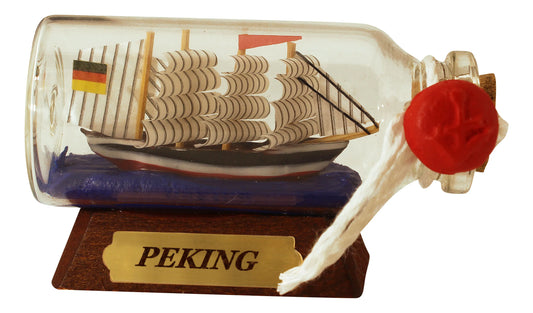 Üvegpalack-hajó - Peking, mini, h: 6cm, m: 3,5cm, ø: 2,5cm