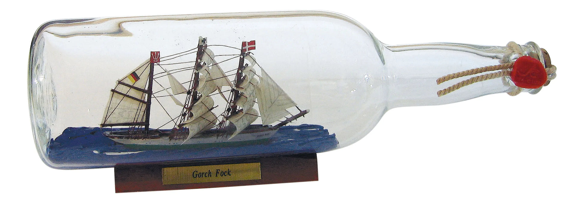Üvegbe zárt hajó - gorch fock, 0,7l., H: 29cm, m: 9,5cm, ø: 8cm