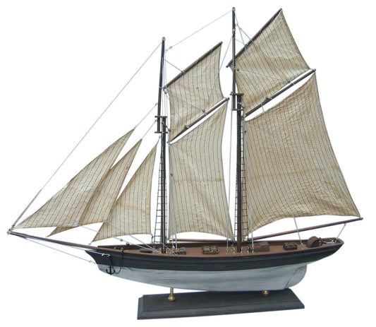Vitorlás jacht, fa, vászonvitorlákkal, h: 85cm, m: 72cm - modell teljes egészében régi kivitelben