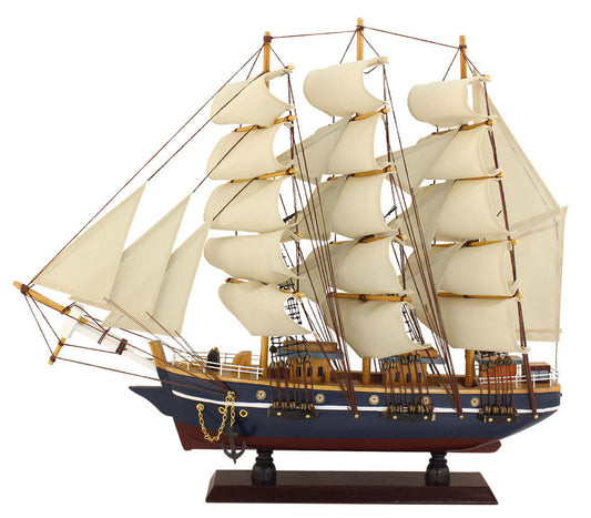 Vitorláshajó, fa, vászon vitorlákkal, h: 47cm, m: 41cm
