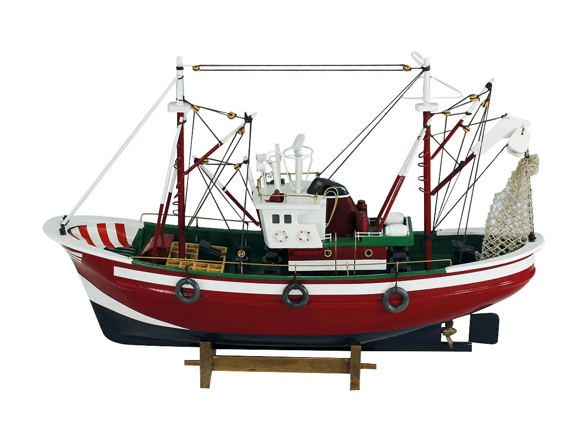Horgászkutter, fa, h: 46 cm, m: 31 cm
