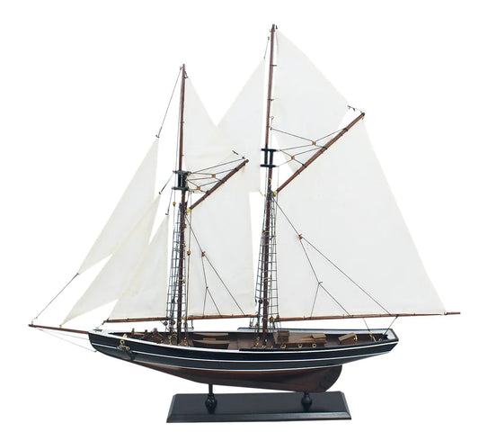 Vitorlás jacht - Bluenose, fa vászonvitorlákkal, h: 74cm, m: 66cm