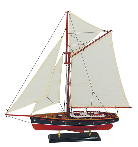 Vitorlás jacht, fából készült, vitorlával, H: 59cm, Sz: 58cm
