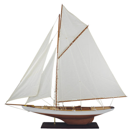 Vitorlás jacht, fa, vászon vitorlákkal, h: 120cm, m: 120cm