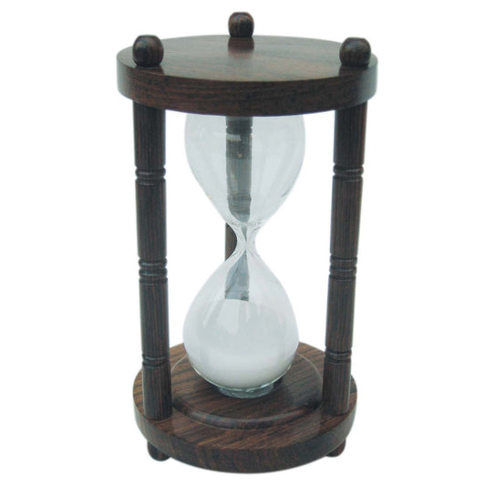 Homokóra, 3 oszlopos, fából, kb. 5 perc, magasság: 15,5 cm, átmérő: 8,5 cm