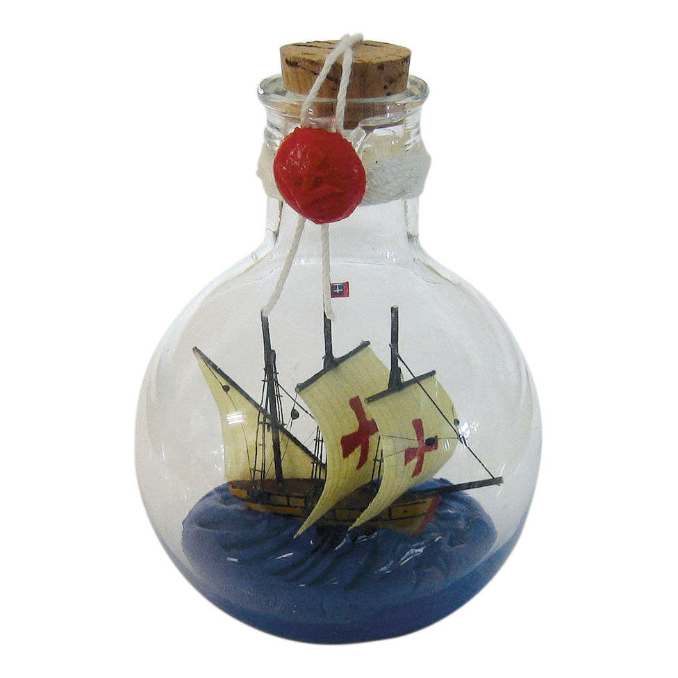 Üveghajó - Santa Maria, kerek, álló, M: 11cm, Ø: 7,5cm